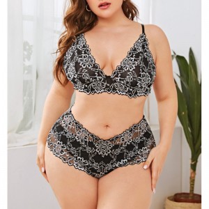 Kaksisävyinen mesh-pitsi-alusvaatteet