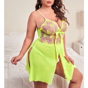 Kukka kirjontaverkko rako reisi cami Nighes Seksikäs mesh -yöpuku